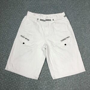Eight 732 Shorts Mens 34 White Embroidered Patch Bermuda Pockets Streetwear Norm